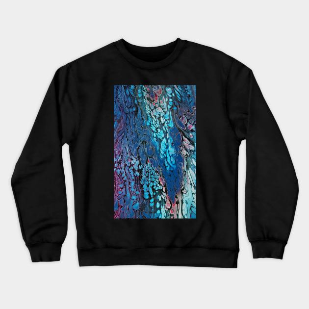 Blue-blue Hoarfrost Fluid Art Crewneck Sweatshirt by Stacey-Design